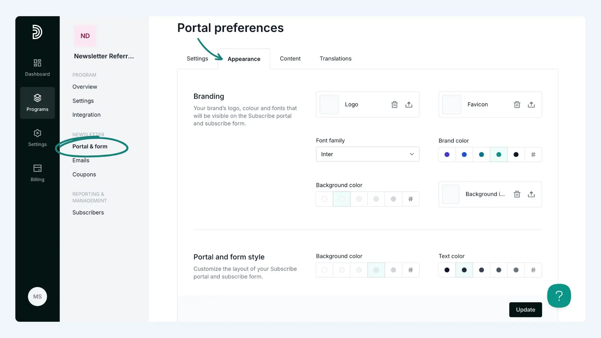 Designing subscriber portal and form