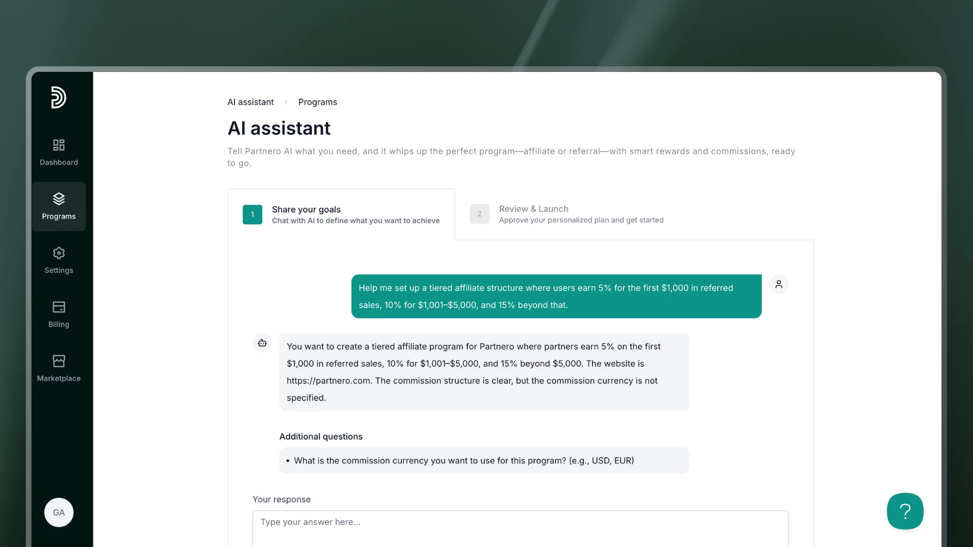 Using Partnero AI-powered program builder