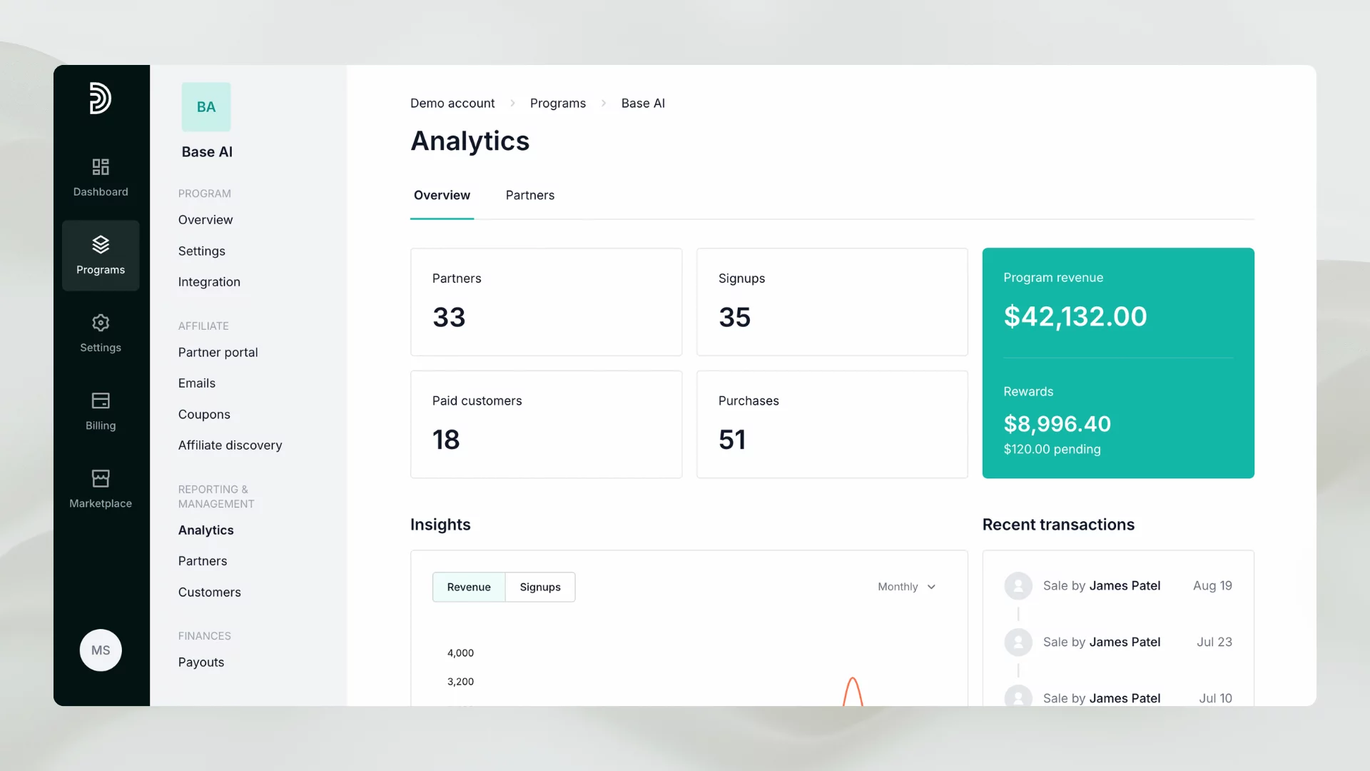 analytics on Partnero