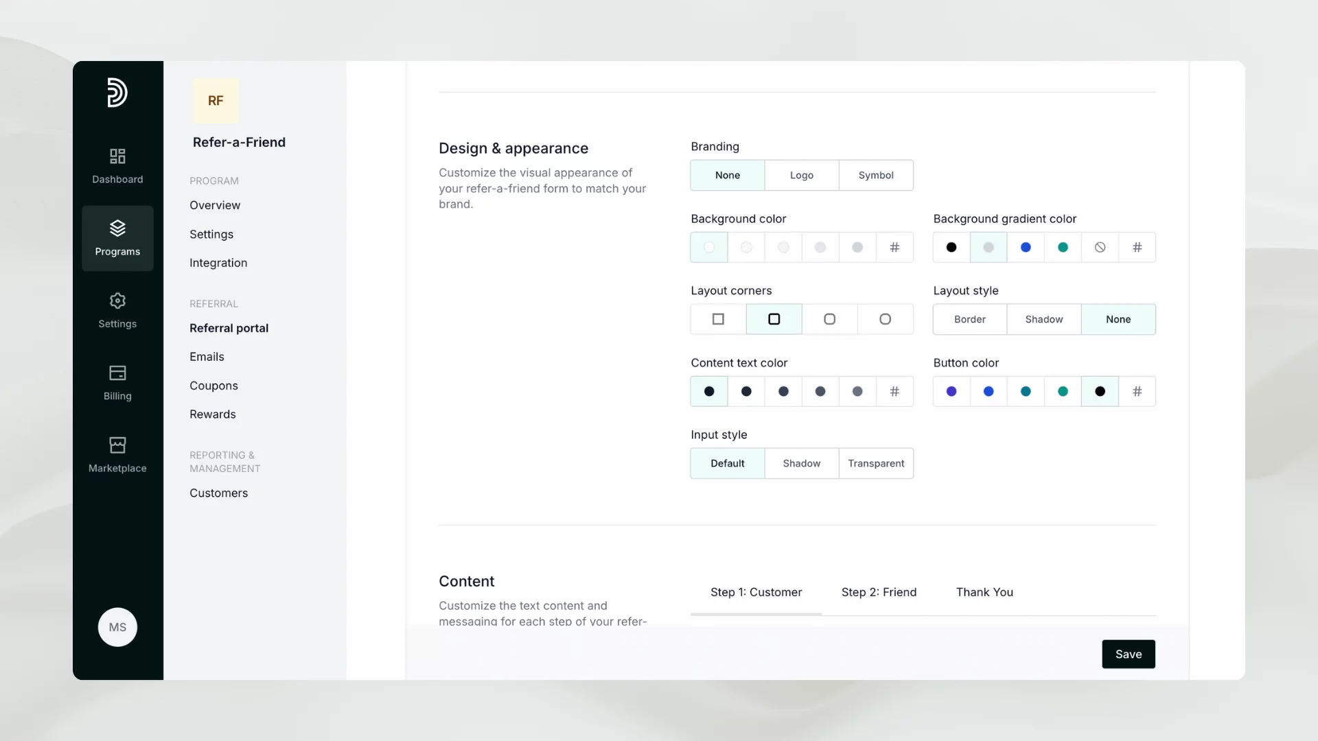 Customizing form design on Partnero