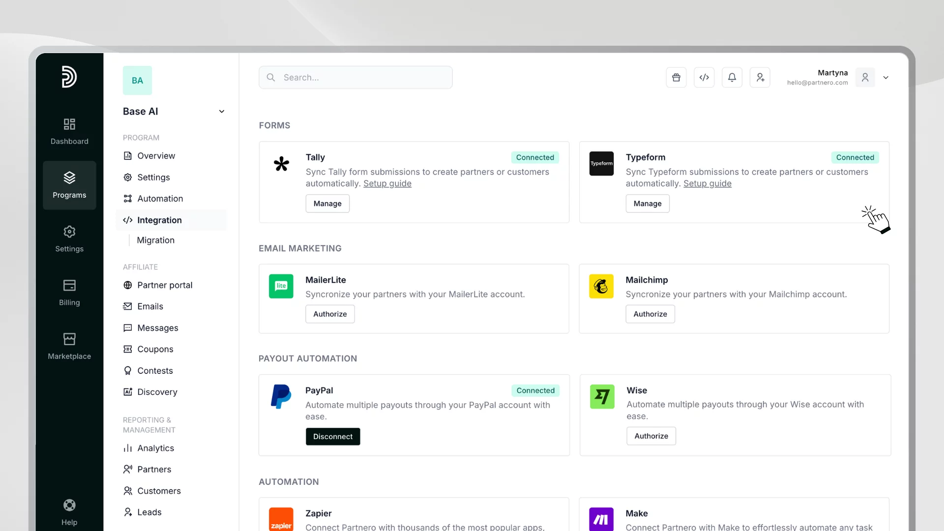 setting up integrations