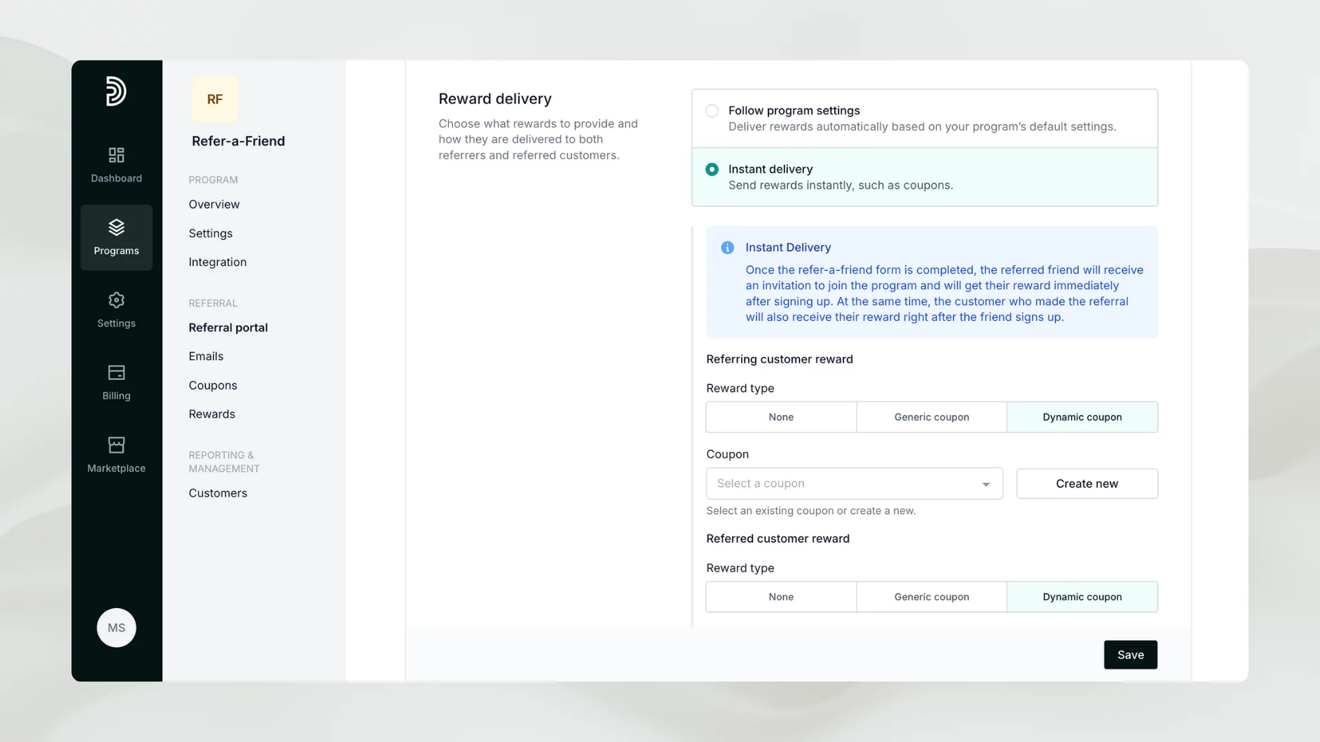 Setting up reward delivery on Partnero