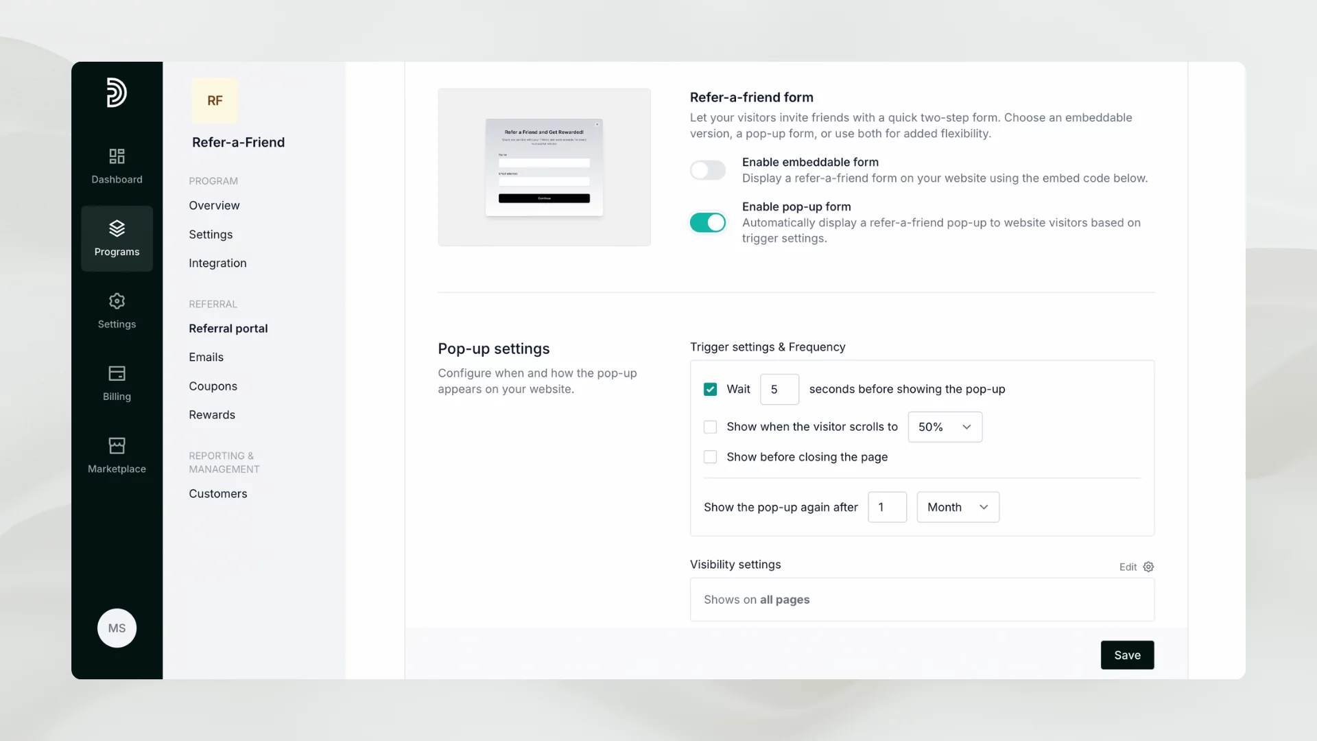 Enable popup forms on Partnero