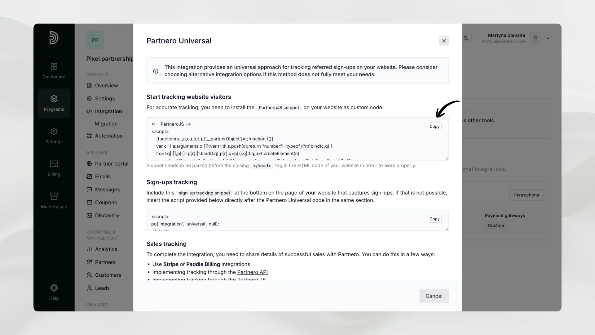 tracking referral visits
