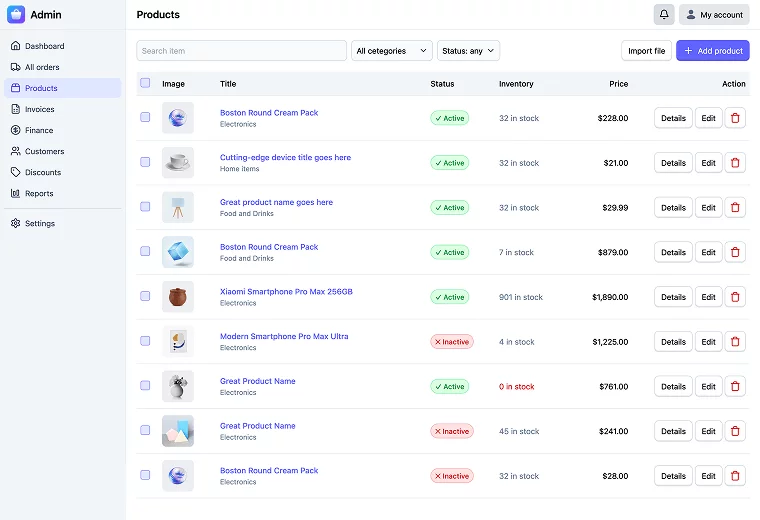 Cart sidebar view design