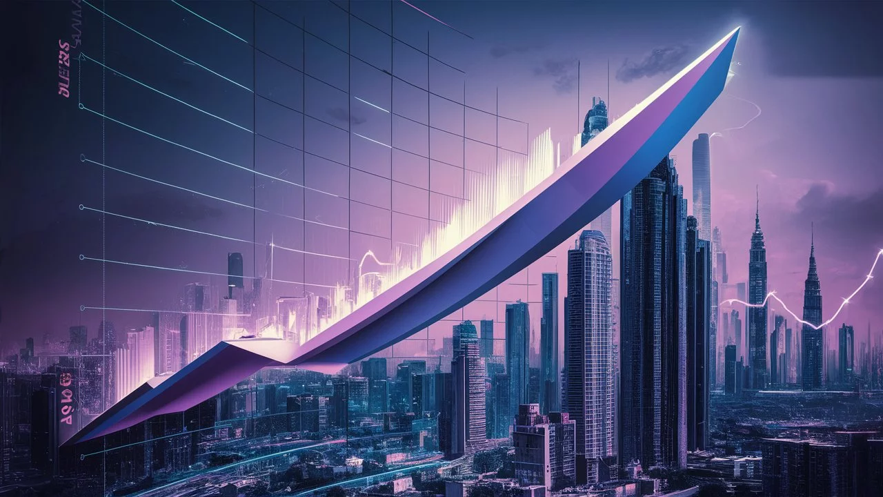 A graph strike through a city scape