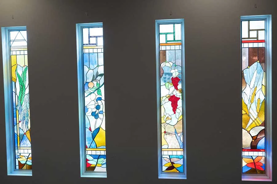 set of four stained glass windows