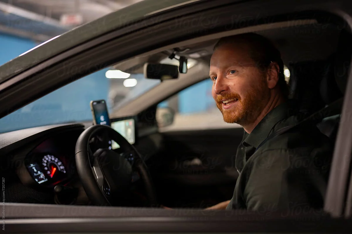 Omni driver behind the wheel