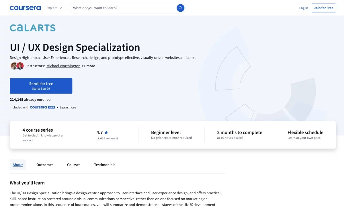 Course screenshot UI / UX Design Specialization (Coursera)