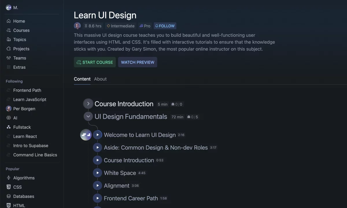 Course screenshot Learn UI Design (HTML/CSS)