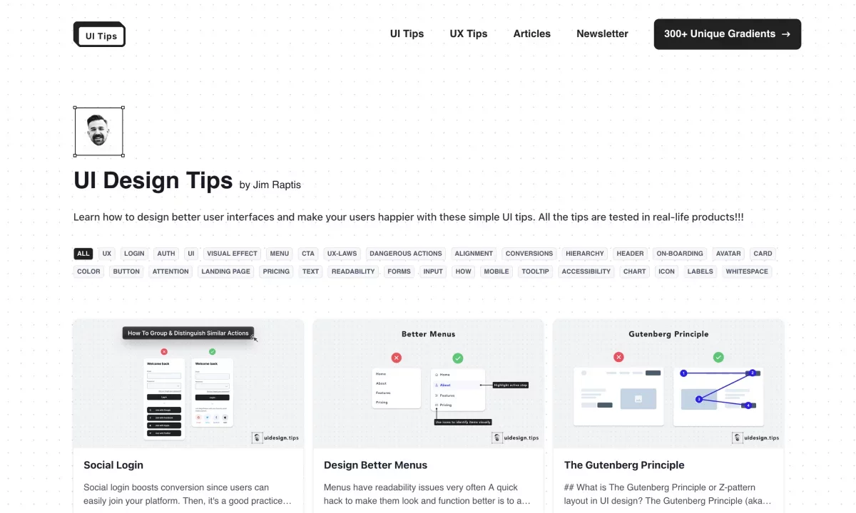 Course screenshot UI Design Tips