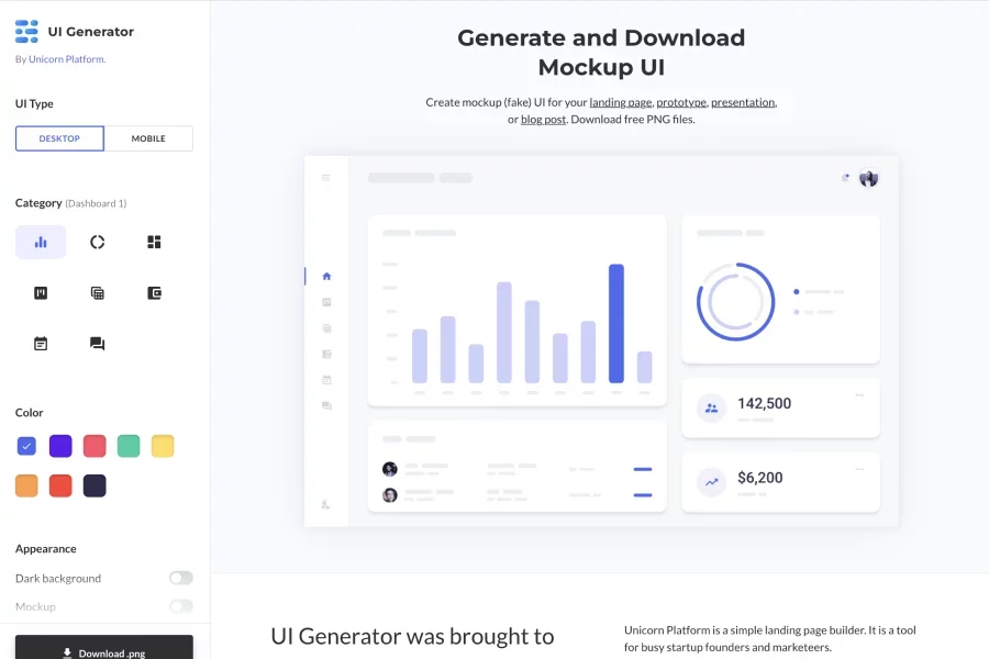 UI Generator (fake ui mockup)