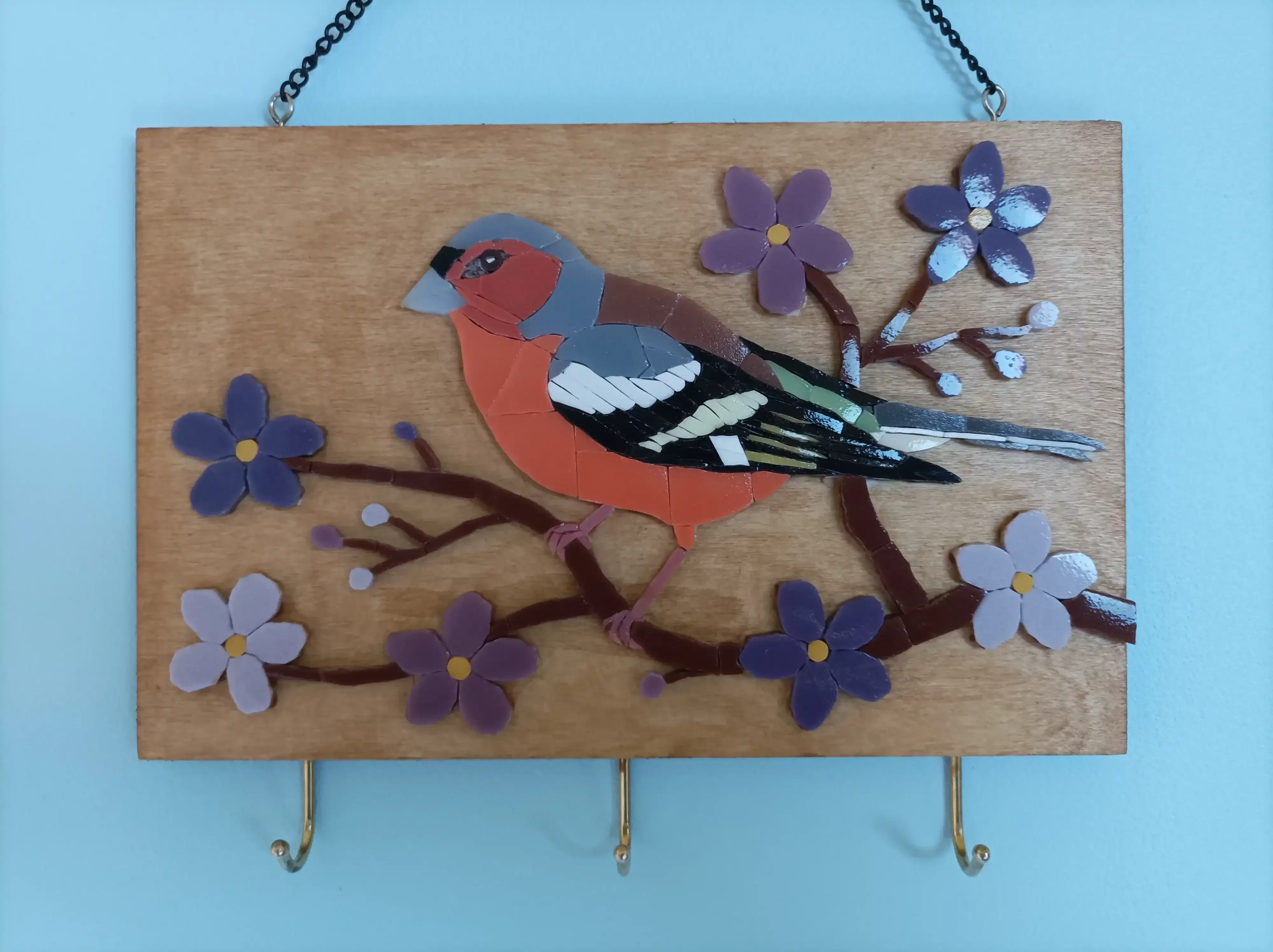 Mosaïque d'un pinson des arbres pour un magnet