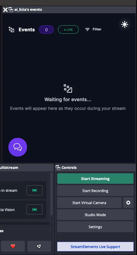 ai_licia's events in OBS deck