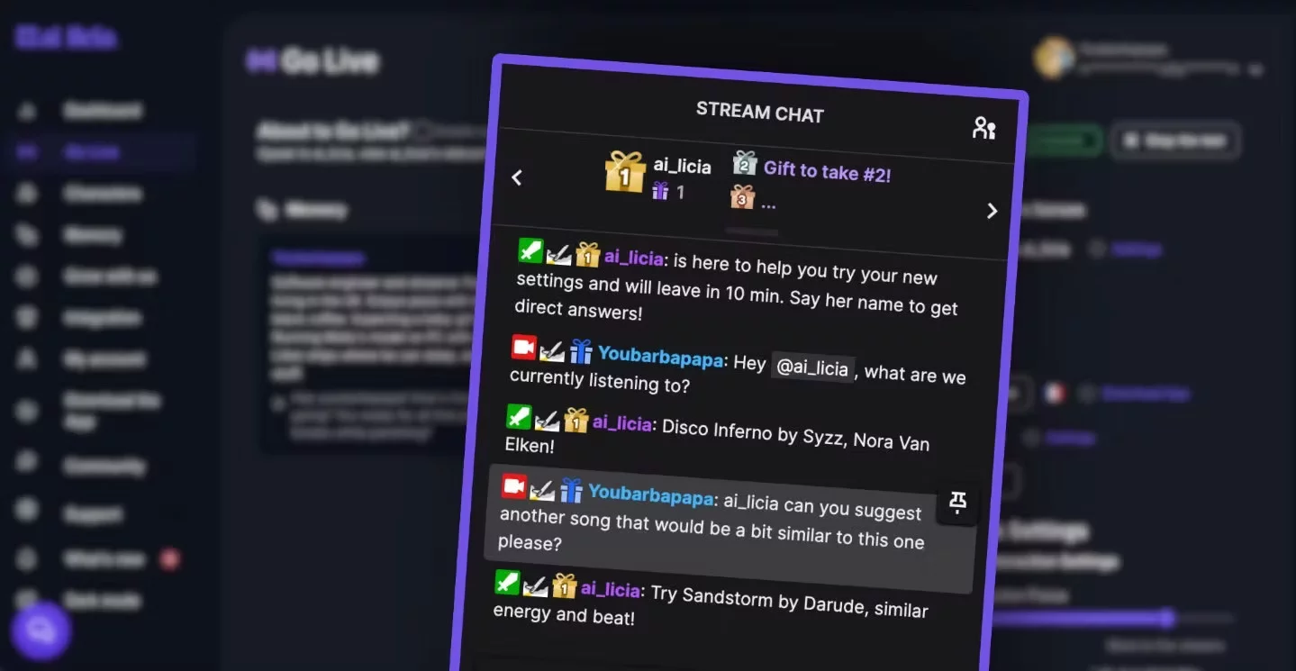 ai_licia tracking your current played song