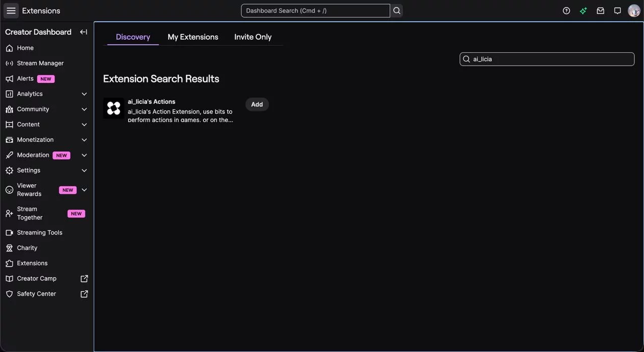 Monetise chaos in your Stream with the ai_licia Twitch Extension