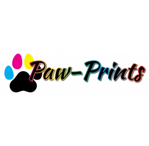 Paw-Prints logo. Paw-Prints is a company that does large scale printing. They support us by doing our banner printing and other sorts of printing for us.