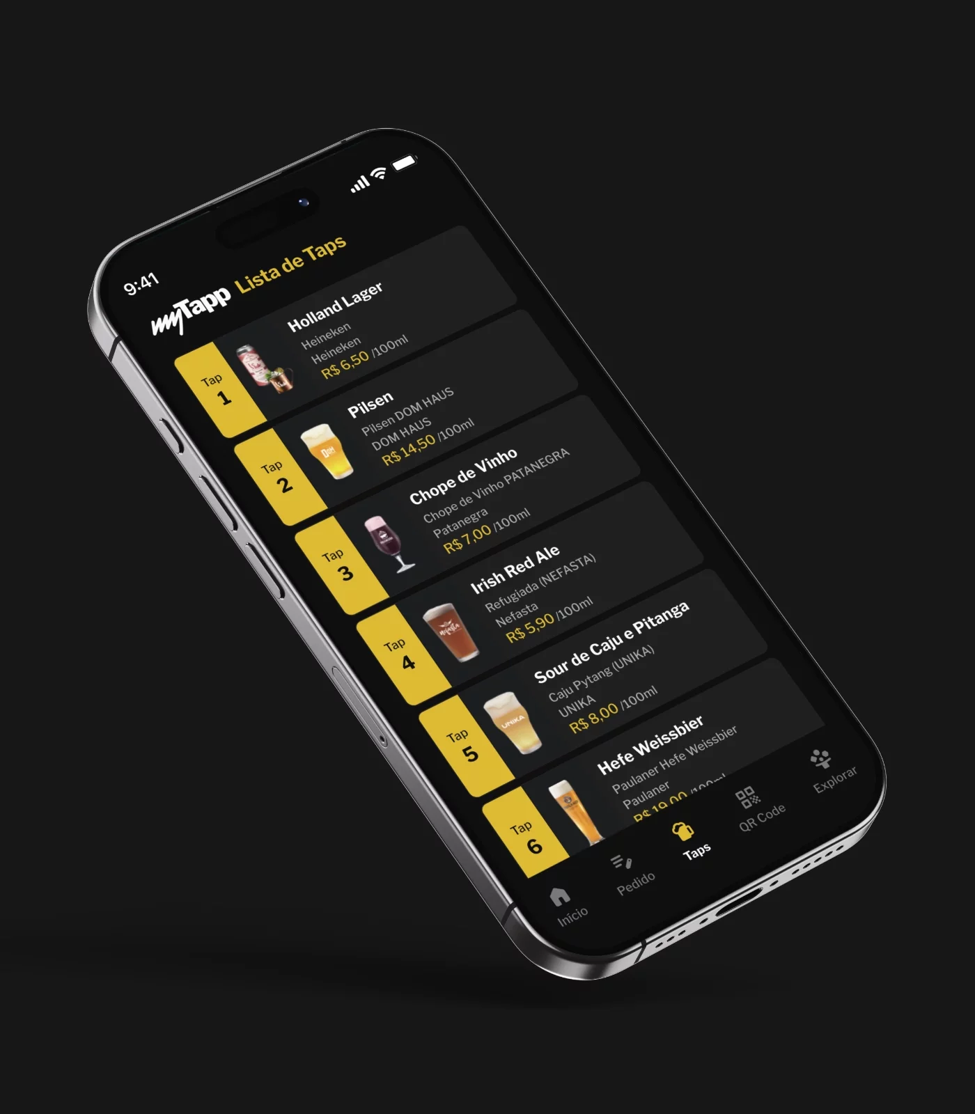 Tela de produtos do aplicativo para celulares da myTapp