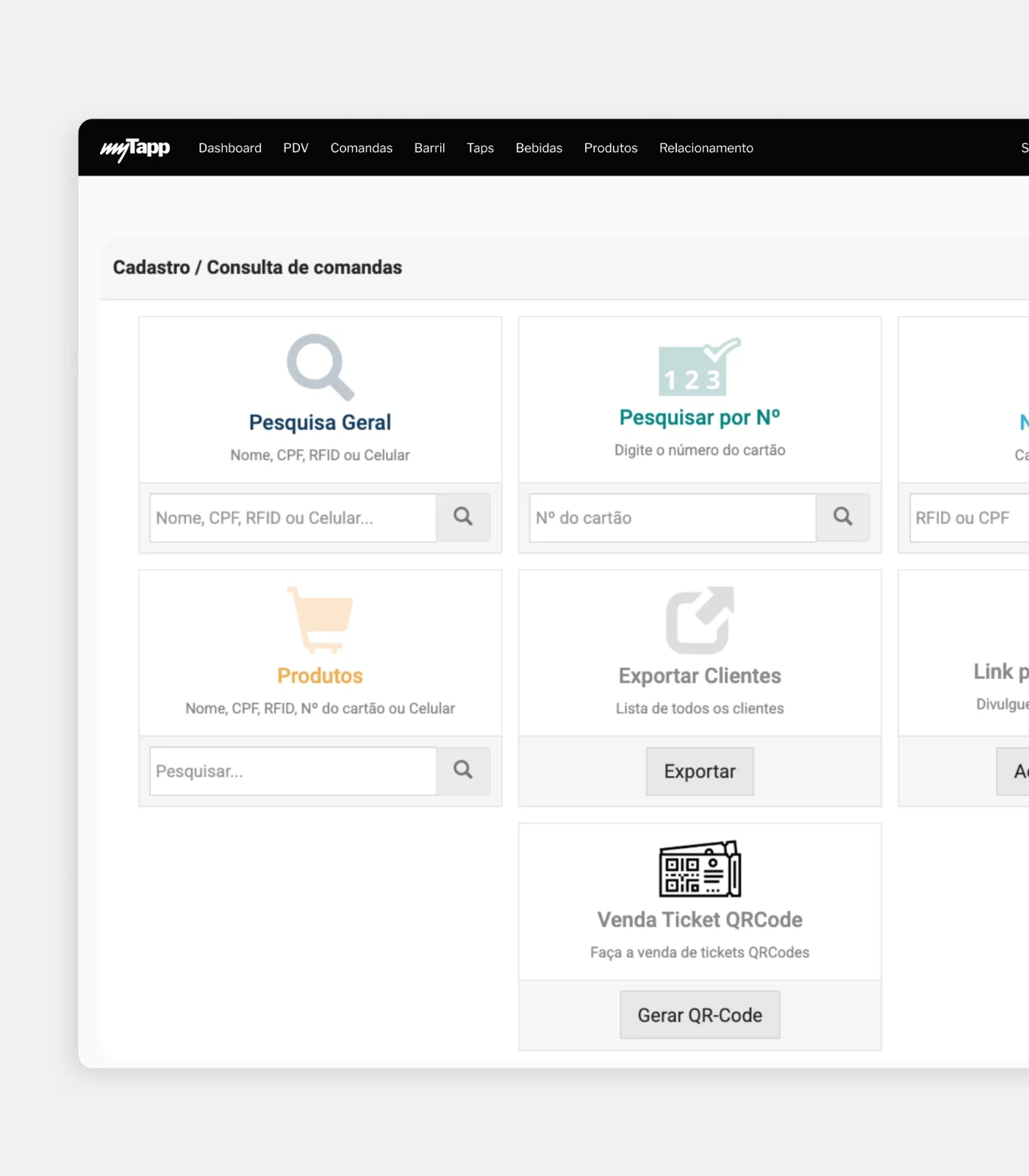 Tela do software de gestão simplificada myTapp PDV Lite