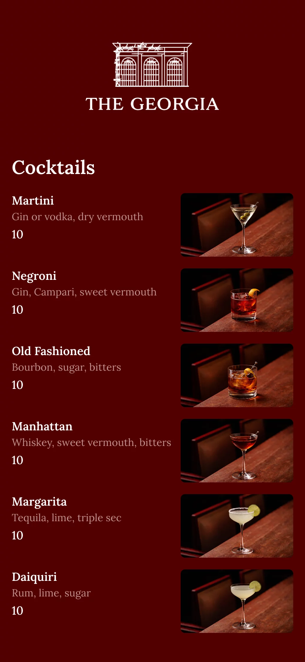 QR code menu example