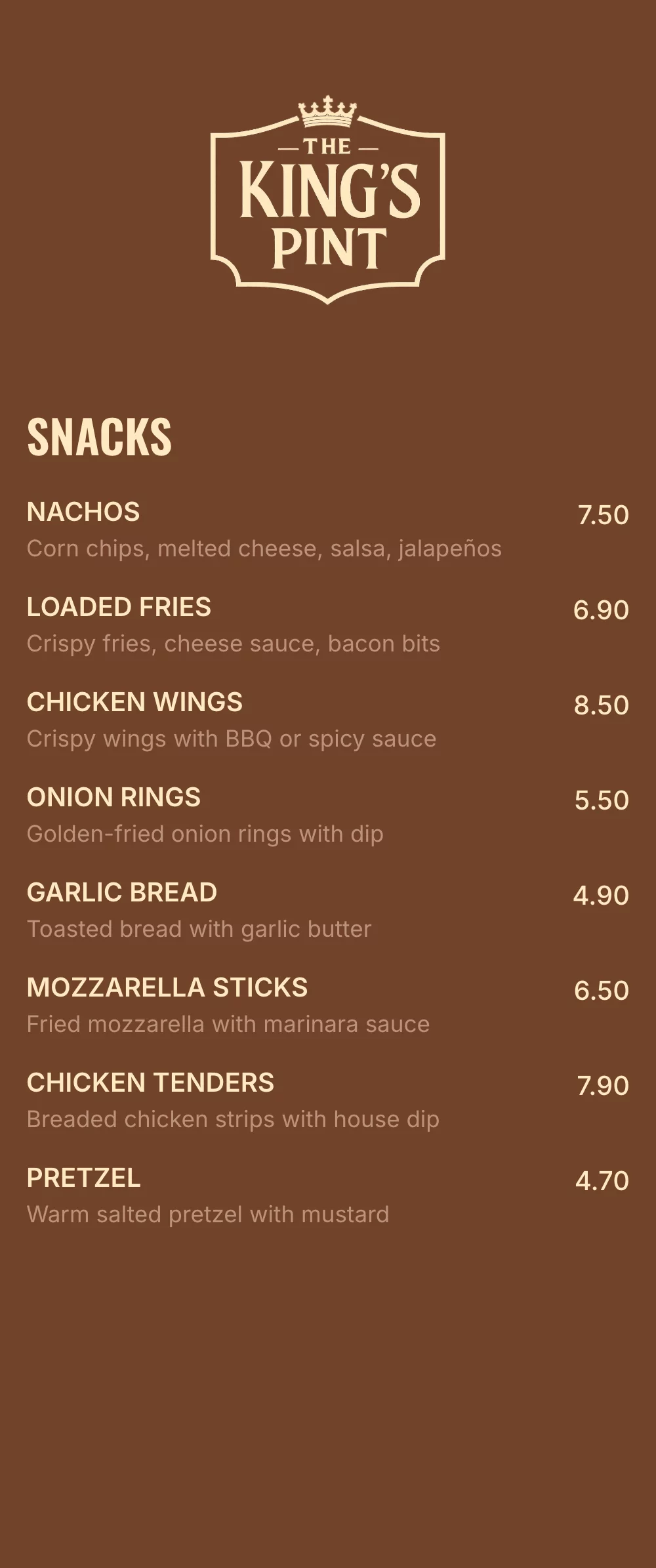 QR code menu example