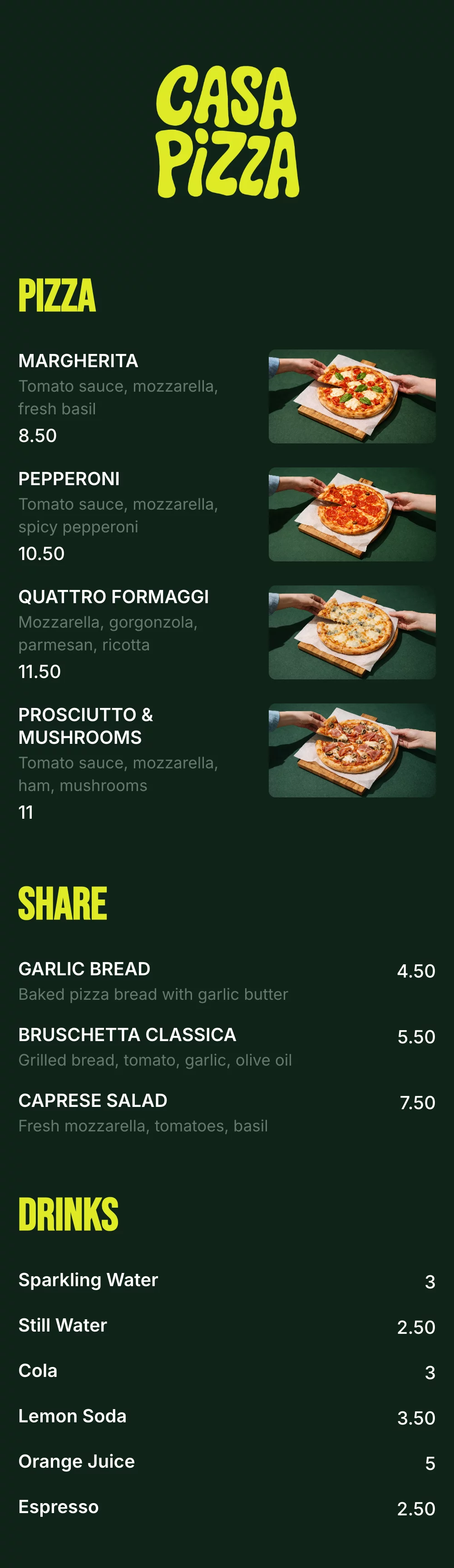 QR code menu example