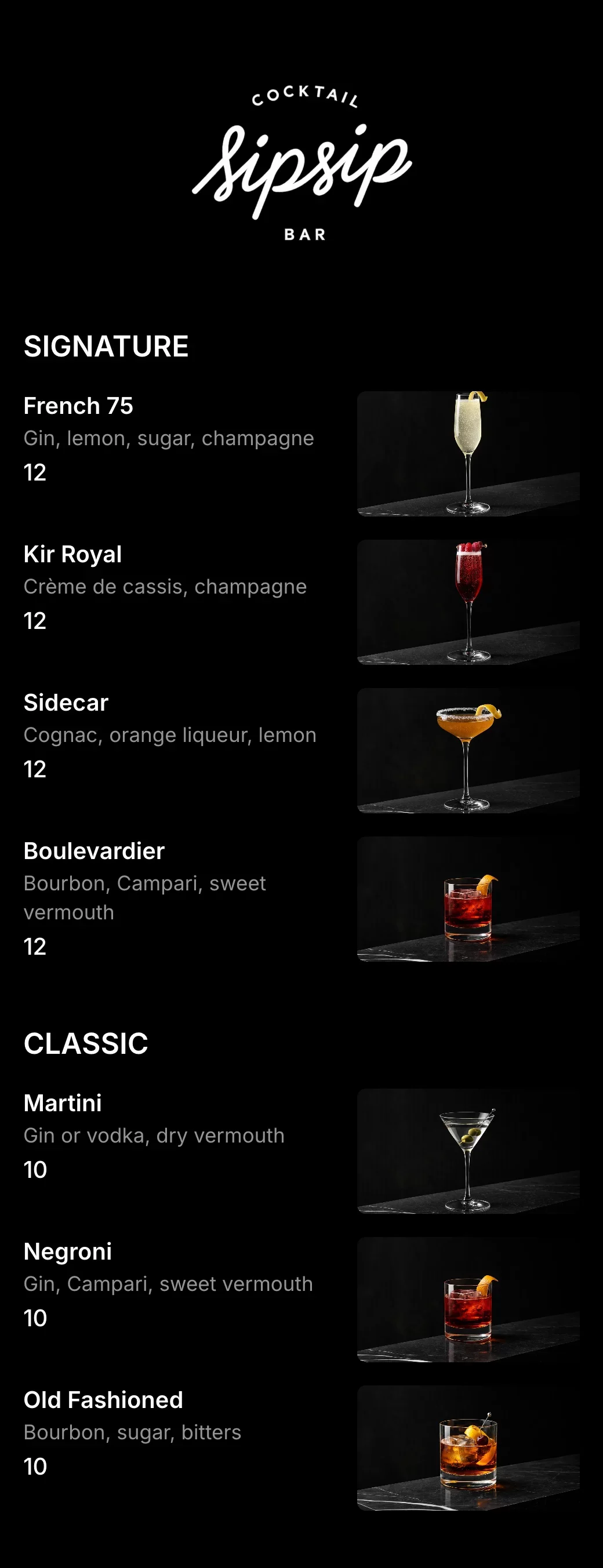 Beverage QR menu template