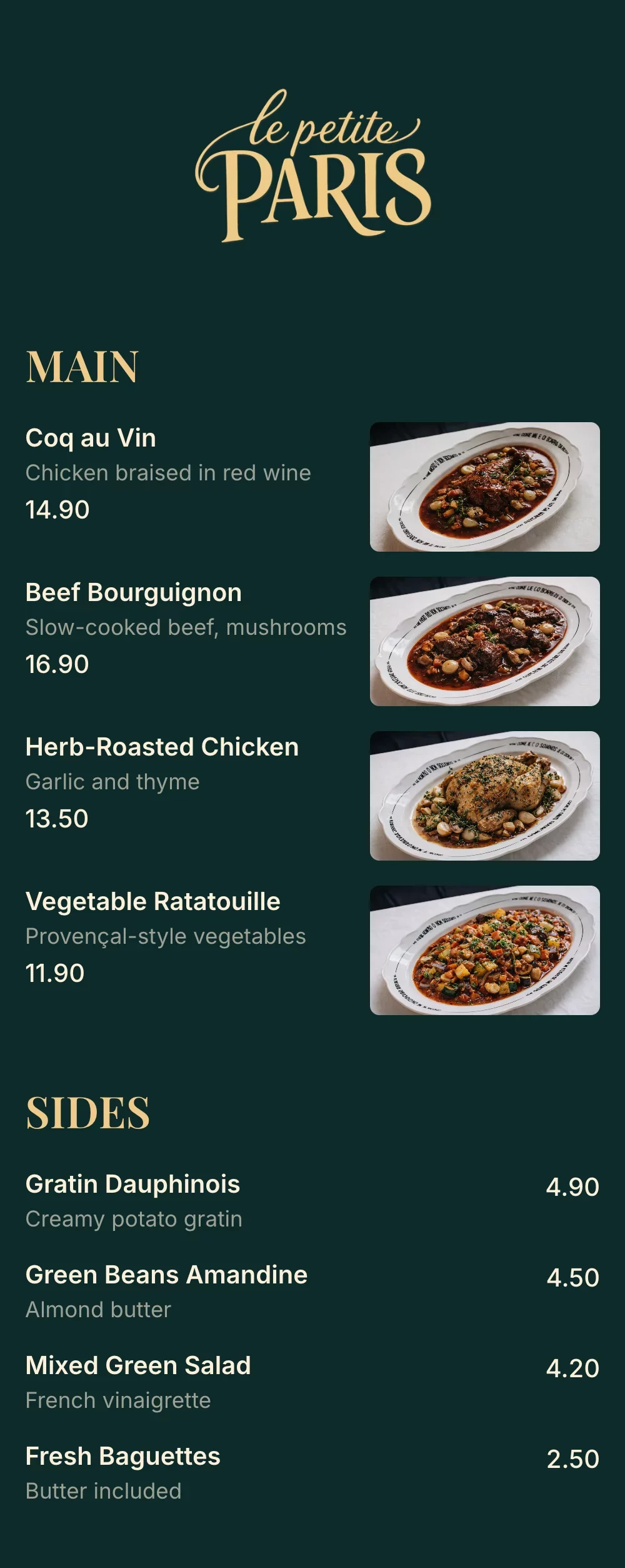Catering QR menu template