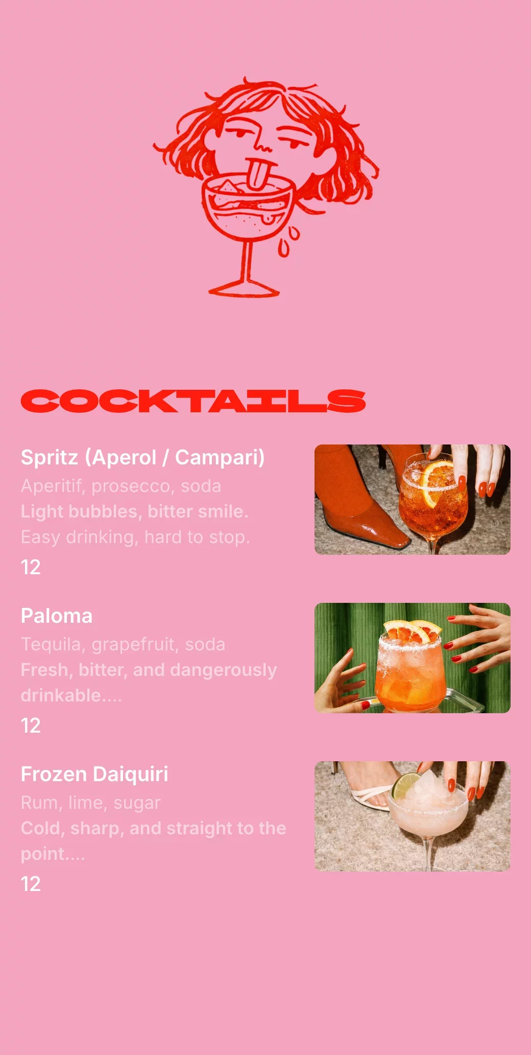 Cocktail bar QR menu template