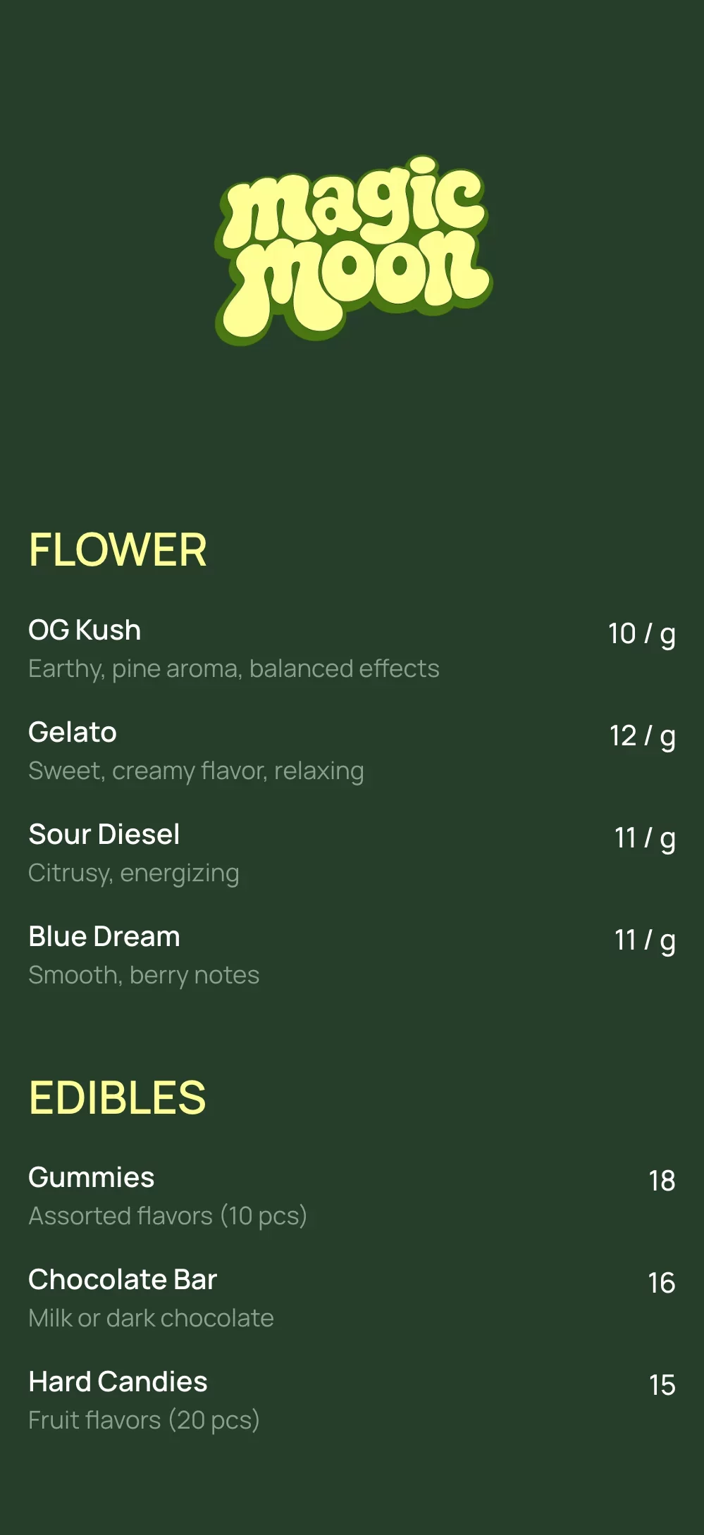 Dispensary QR menu template