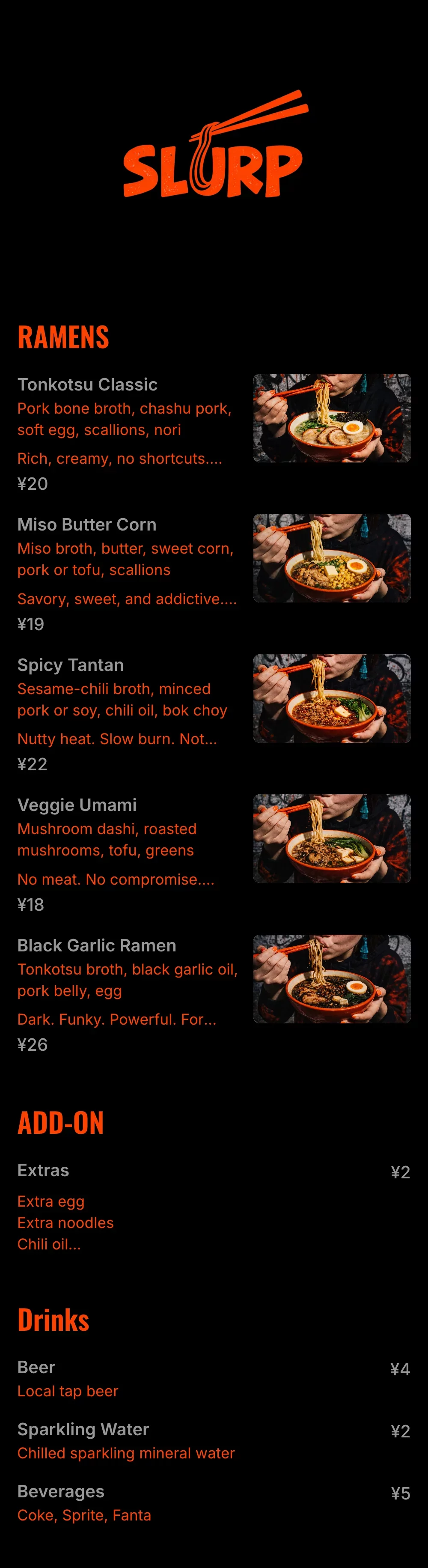 Japanese Ramen QR menu template