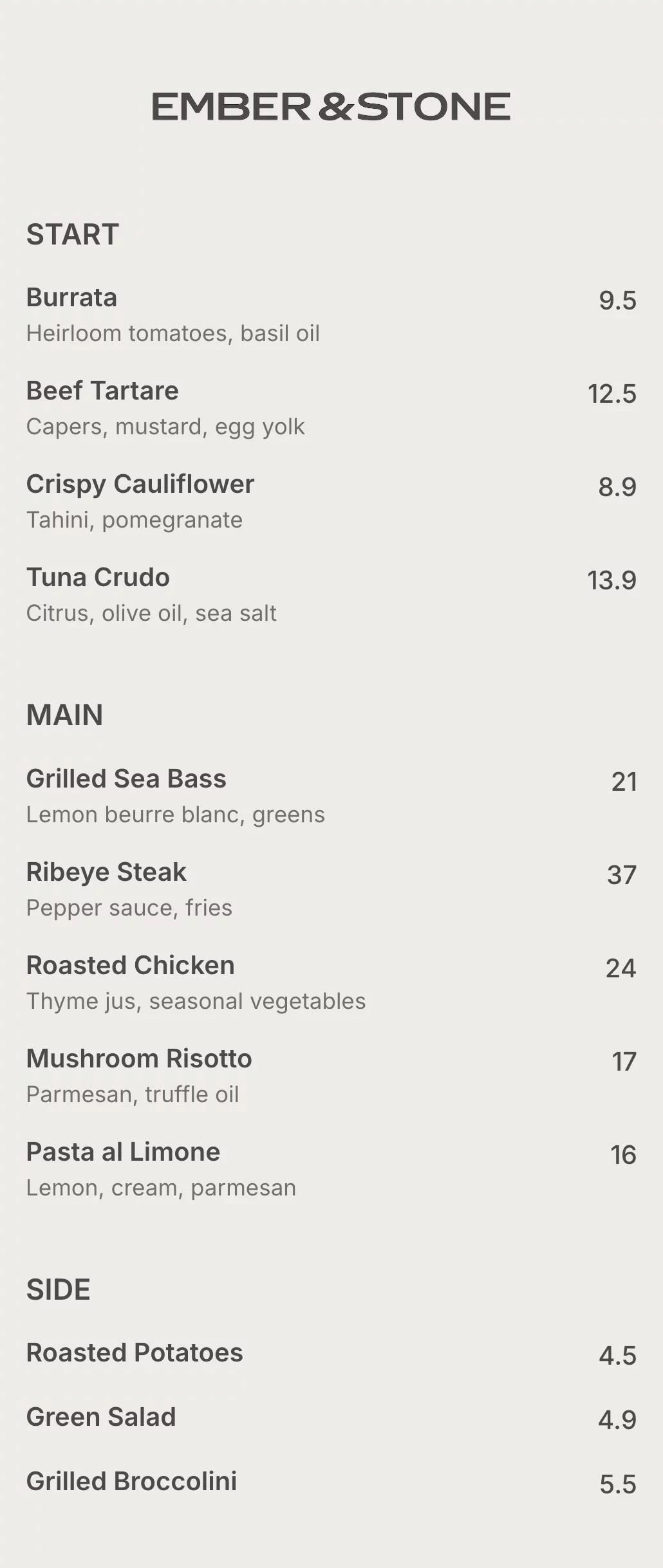 Modern restaurant QR menu template