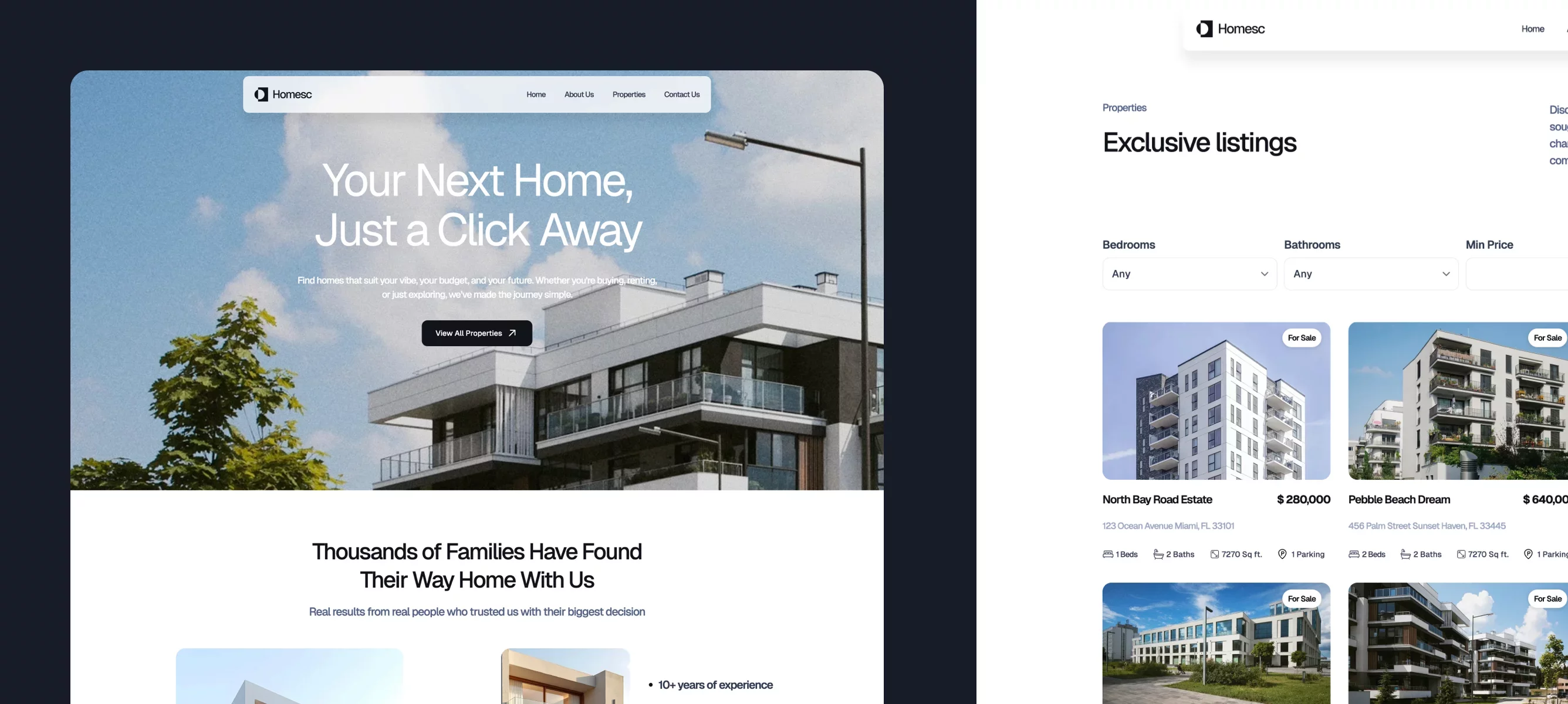 Website template Real Estate Listing made in Ycode.