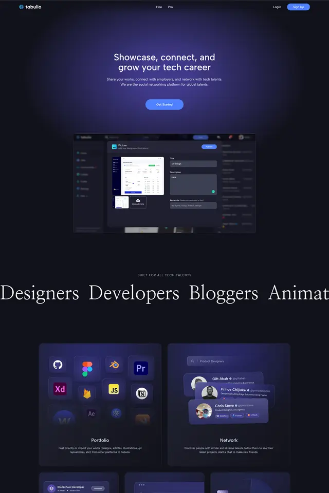 Tabulio landing page