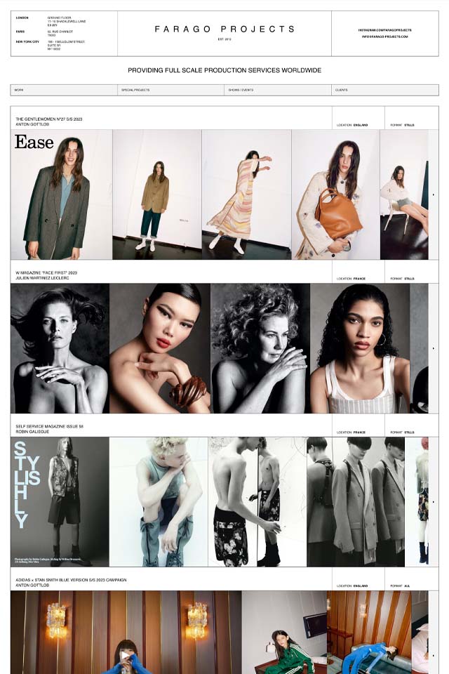 Farago Projects landing page