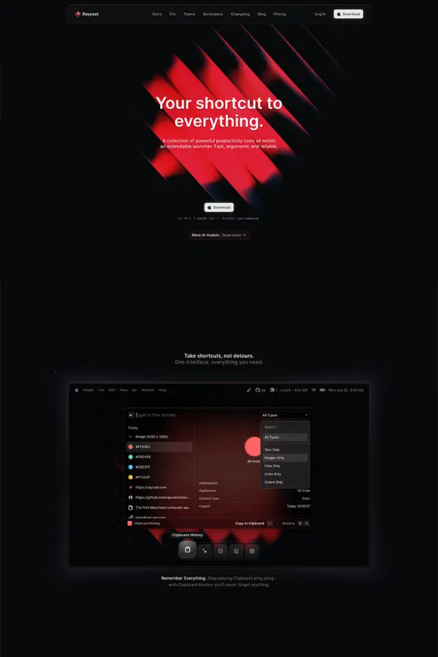 Raycast landing page