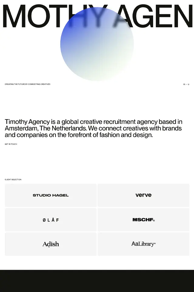 Timothy Agency landing page