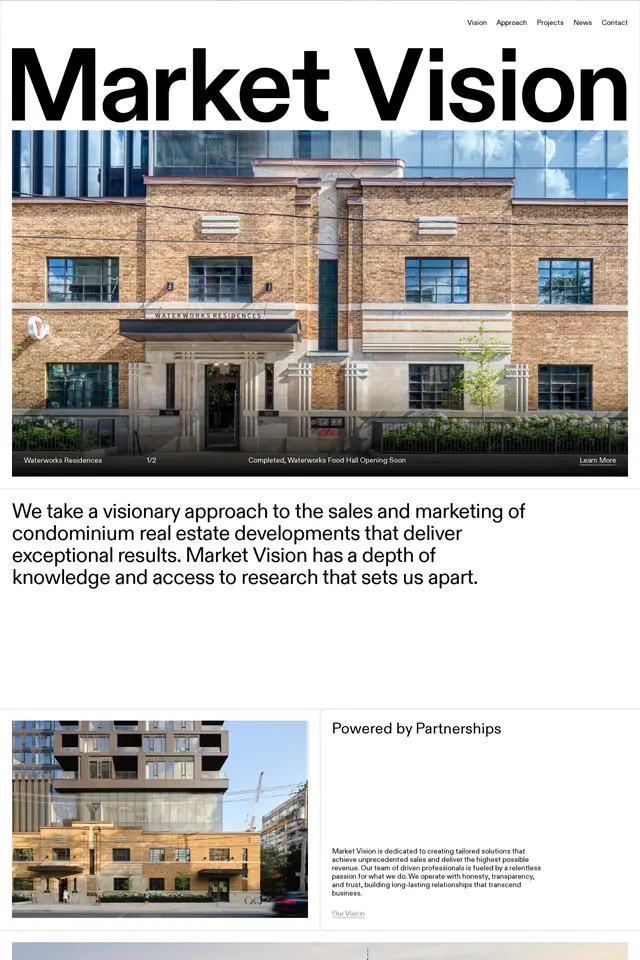 Market Vision landing page