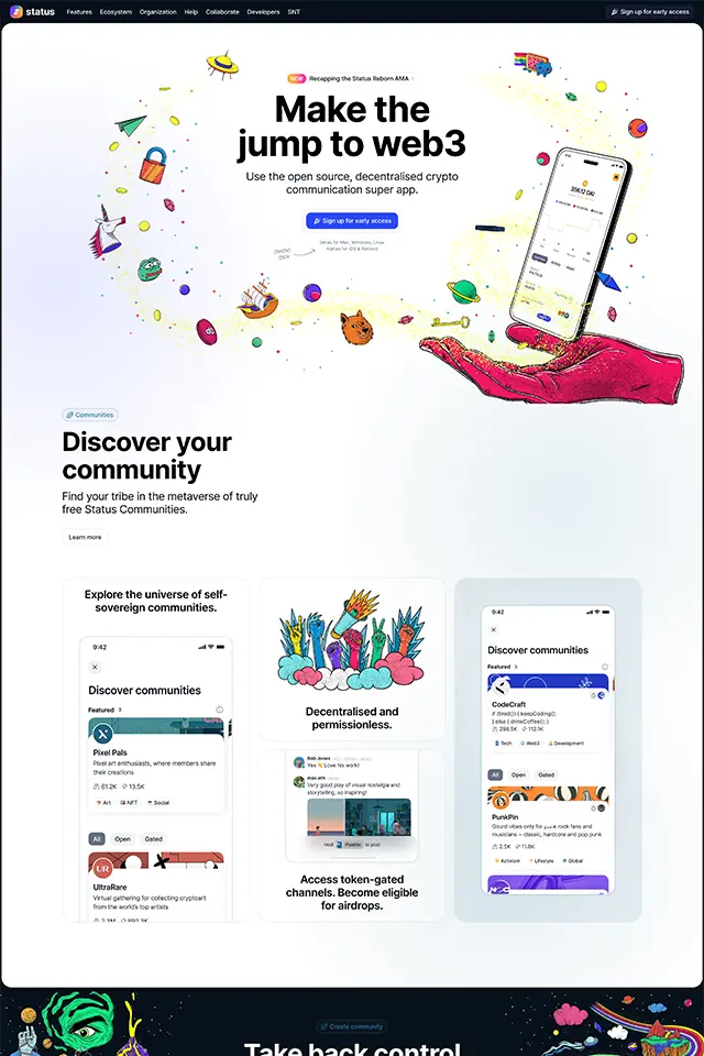 Status landing page