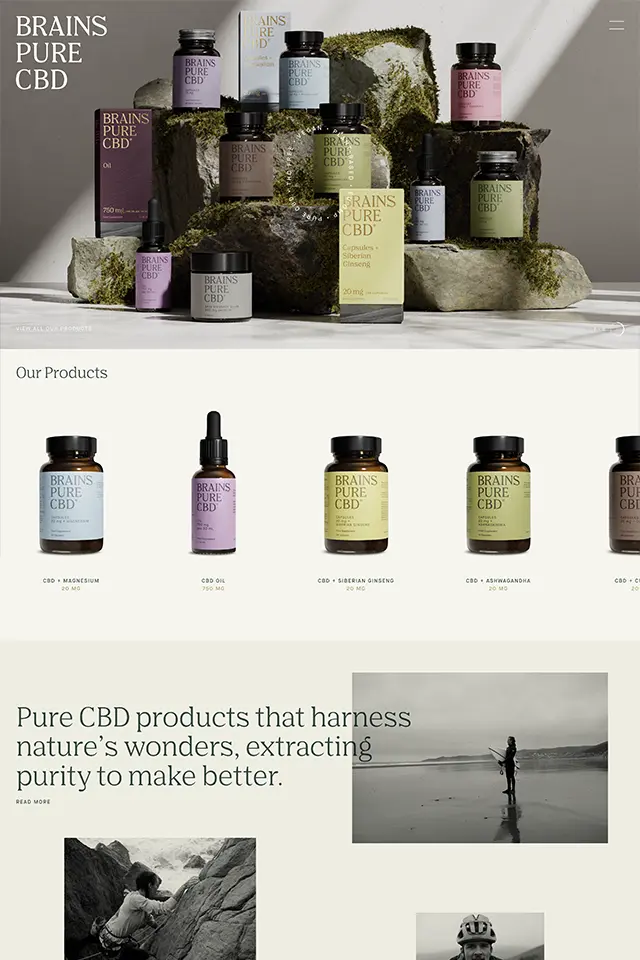Brains Pure CBD landing page