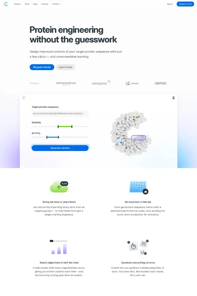 Cradle landing page