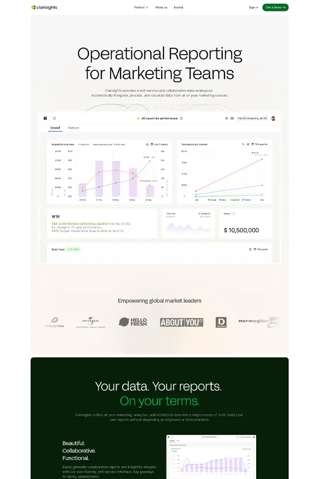 Clarisights landing page