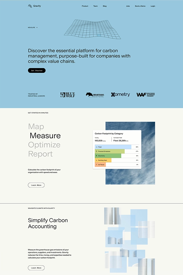 Gravity Climate landing page