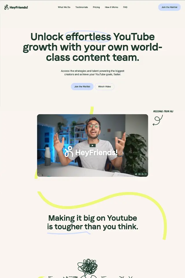 HeyFriends landing page