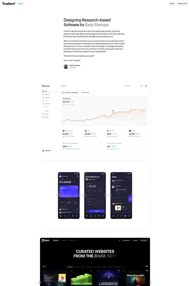 Trueform landing page