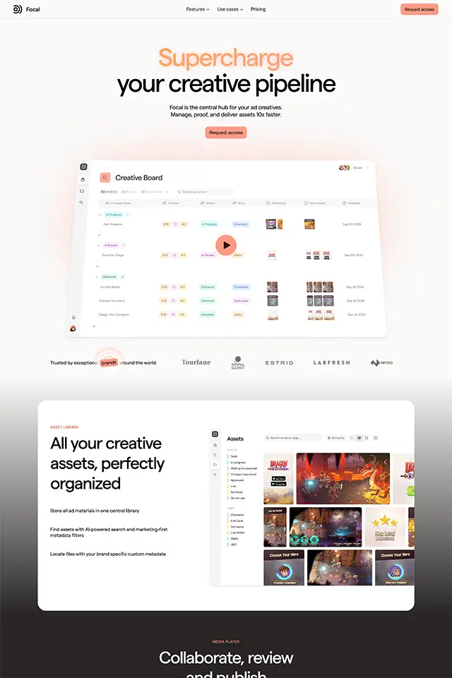 Focal landing page