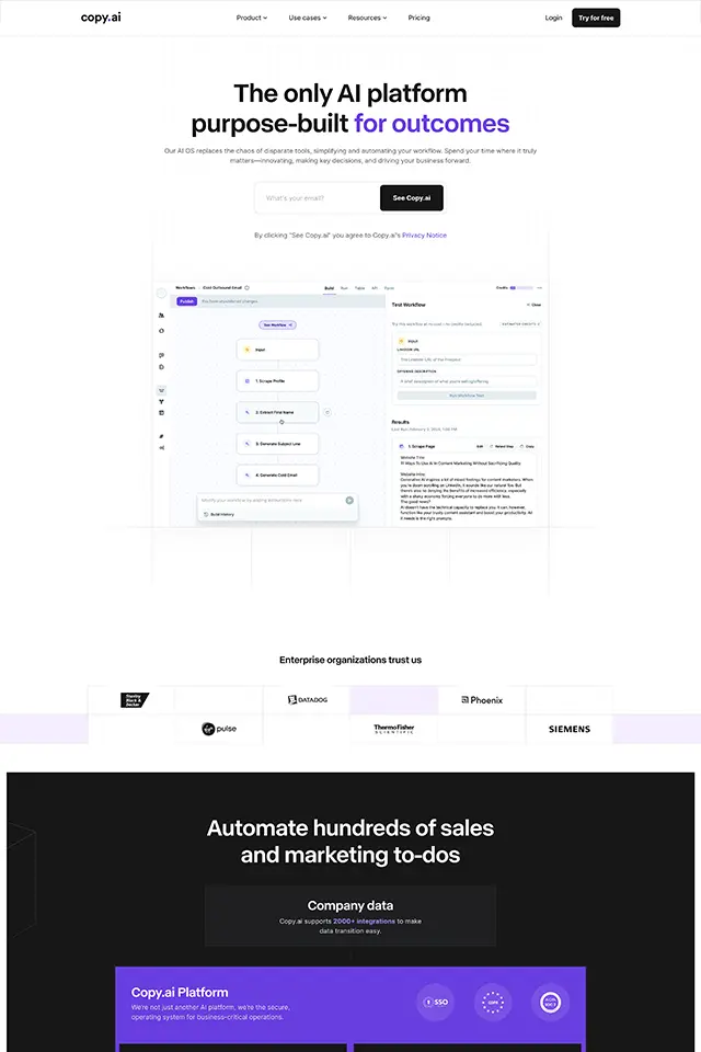 Copy.ai landing page