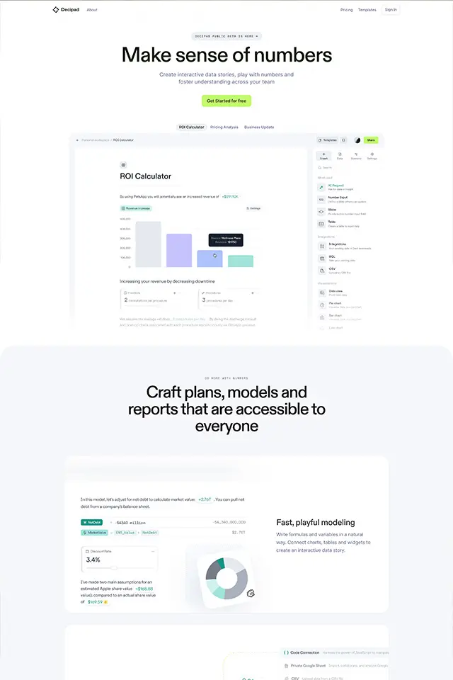 Decipad landing page