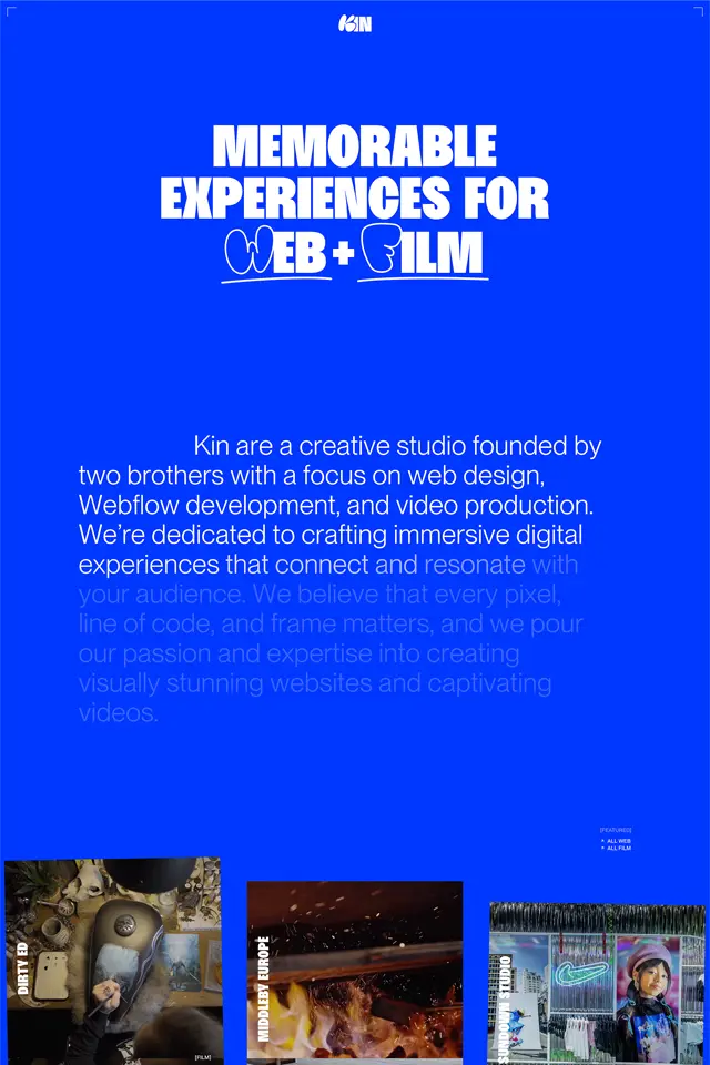 Kin landing page