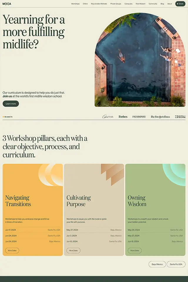 MEA Wisdom landing page